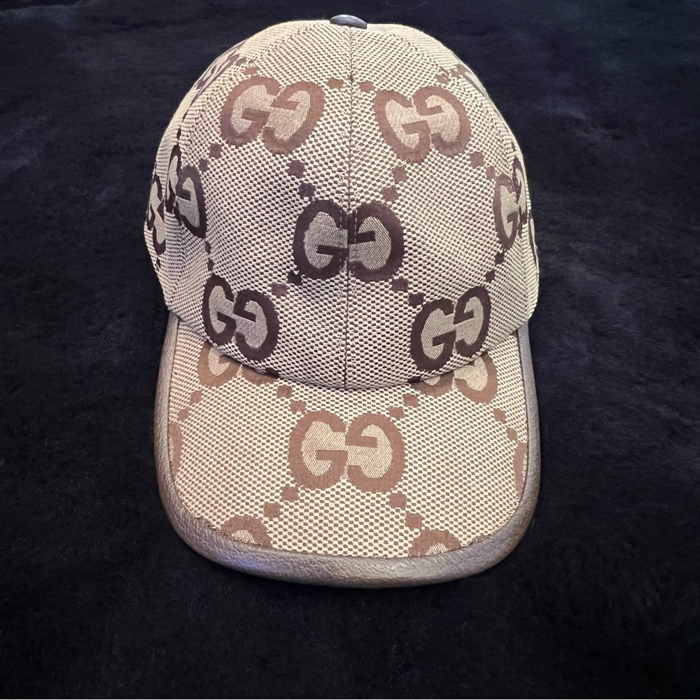 Gucci Oversized Monogram Canvas Adjustable Cap Size Large